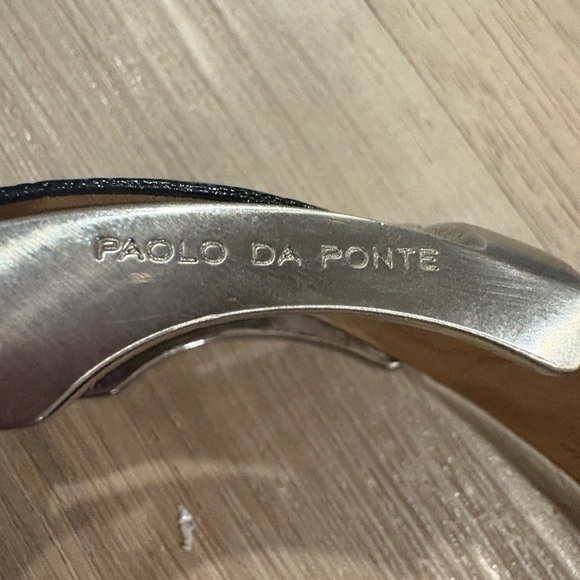 Blue and Green Textured crocodile Leather Belt with Silver Buckle - Picture 2 of 7